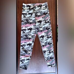 Gray, Black and Mauve Camouflage Leggings for Active Wear